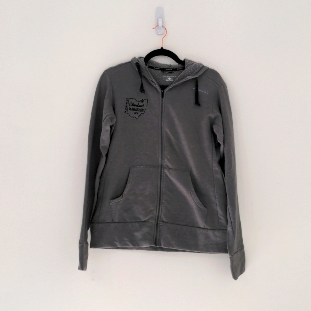 Brooks large grey zip up hoodie